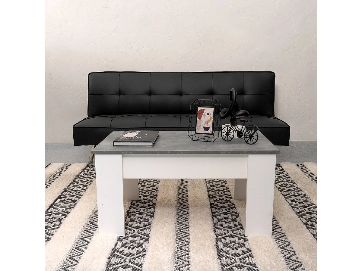 Mesa de centro elevable GALA 90x50x46 cm - BLANCO-CEMENTO