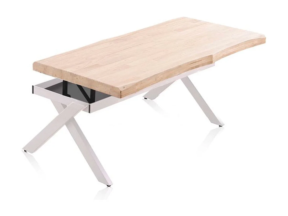 Mesa de centro elevable Xena tapa irregular con hueco de almacenaje roble Nordish/blanco 47-62x120x60-66 cm Adec