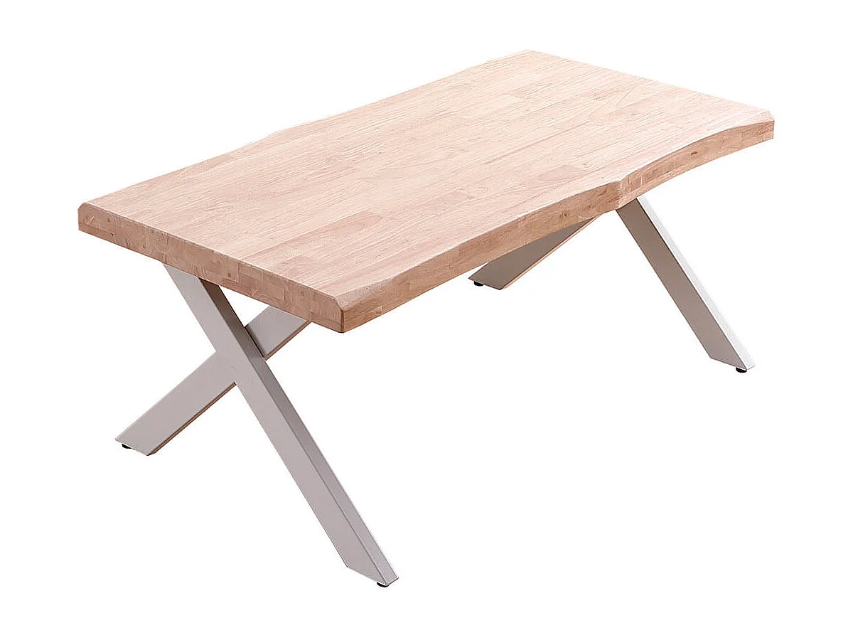 Mesa de centro elevable Xena tapa irregular con hueco de almacenaje roble Nordish/blanco 47-62x120x60-66 cm Adec