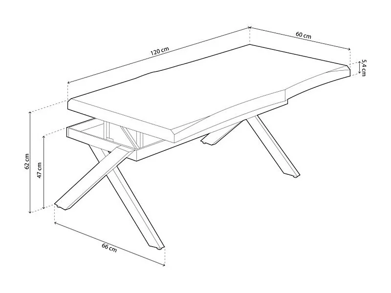 Mesa de centro elevable Xena tapa irregular con hueco de almacenaje roble Nordish/blanco 47-62x120x60-66 cm Adec