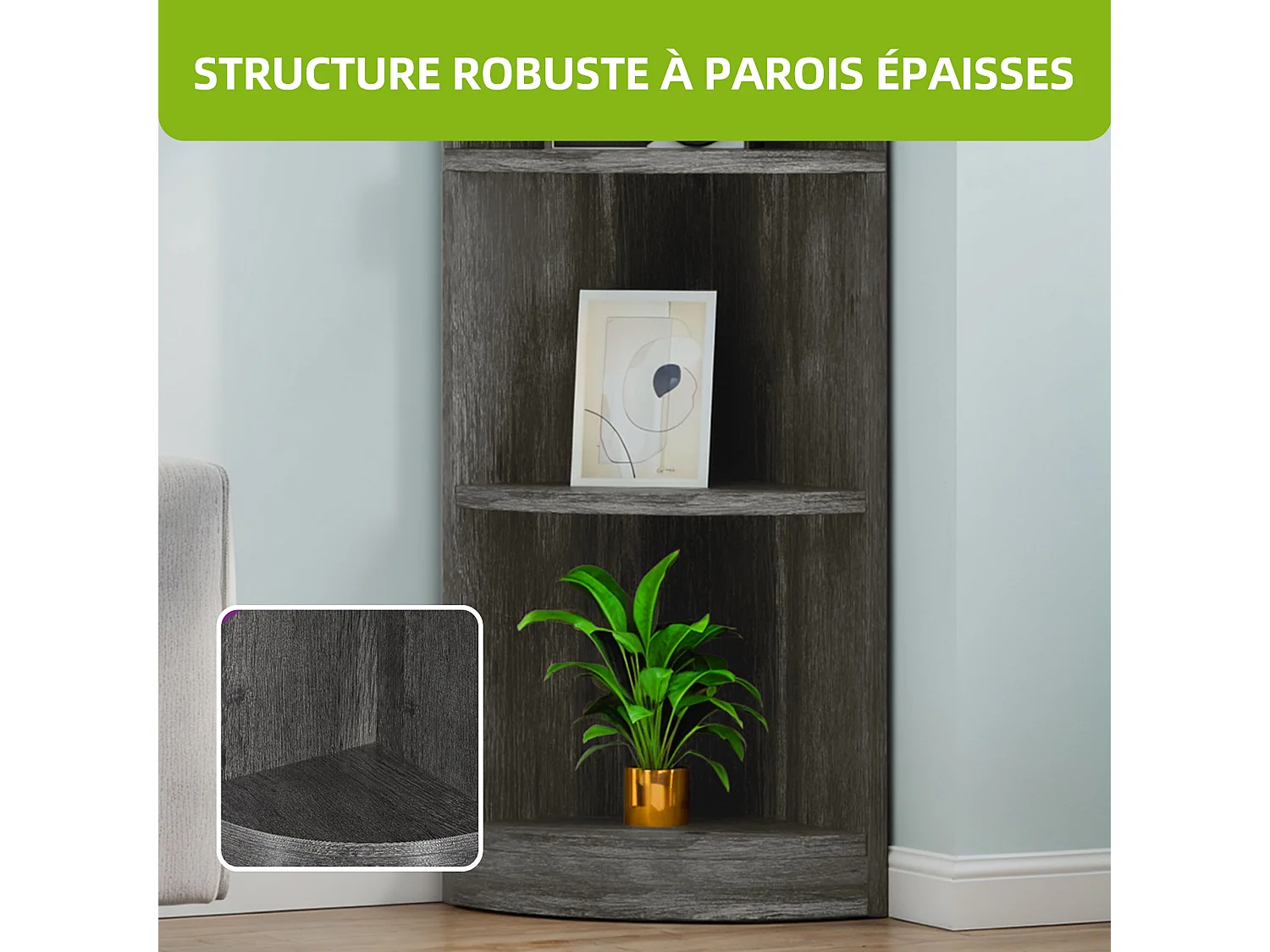 YITAHOME Bibliothèque - Étagère d'angle - 5 Niveaux - 30 x 30 x 180 cm - Étagères de Rangement Ouvertes - Gris