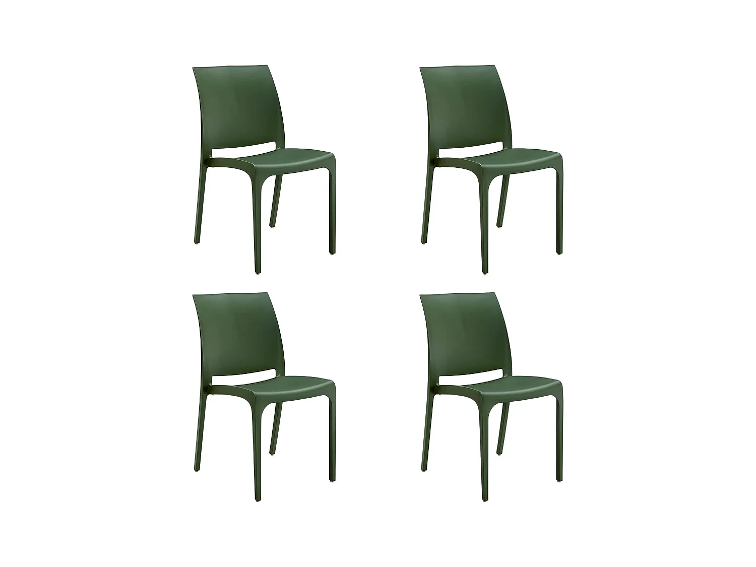 Stapelbarer Stuhl aus Kunstharz, hergestellt in Italien, Design für drinnen und draußen SOFIA Sage Green 4-tlg