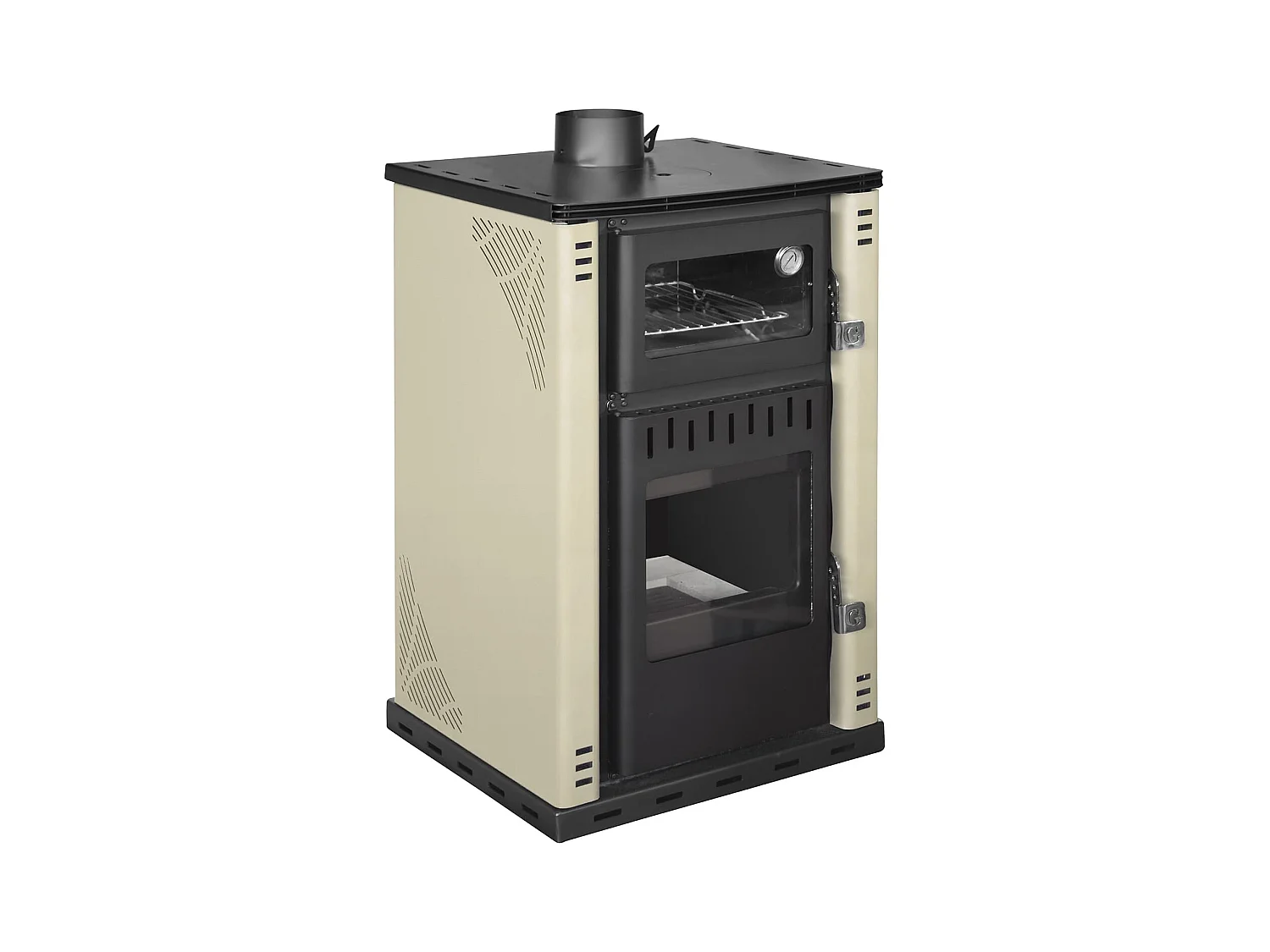 Poêle à bois avec four 27,6Kw Thermo poêle chaudière 38lt Elsa Beige