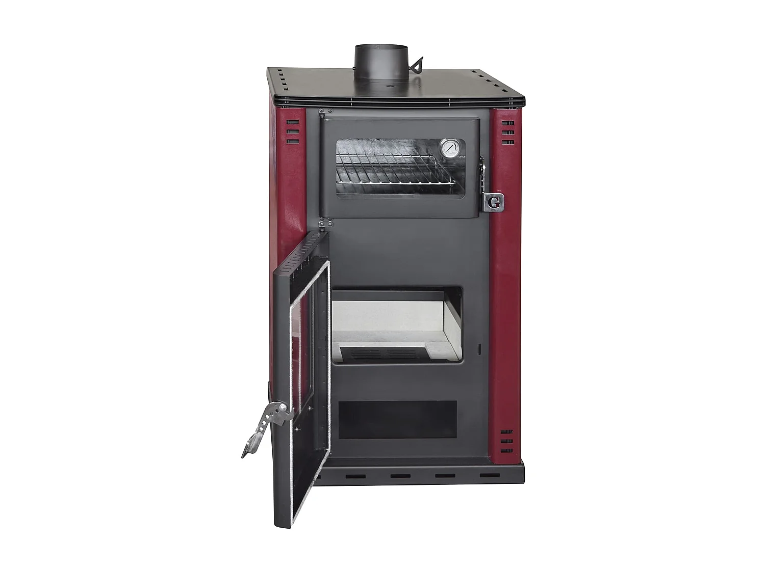 Holzofen mit Backofen 27,6 kW, Thermosofen-Boiler 38 l, Elsa Beige