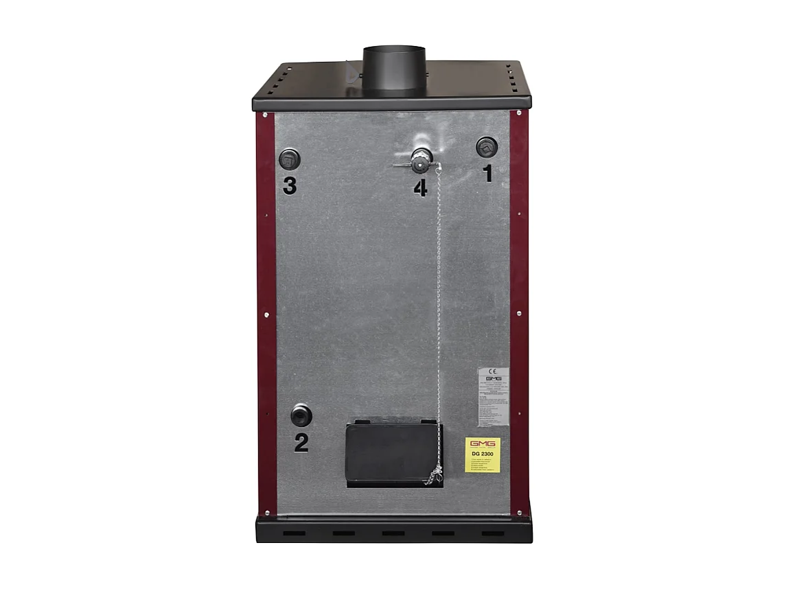 Fogão a lenha com forno de 27,6 kW, caldeira Thermostove de 38 litros, cor bege Elsa.