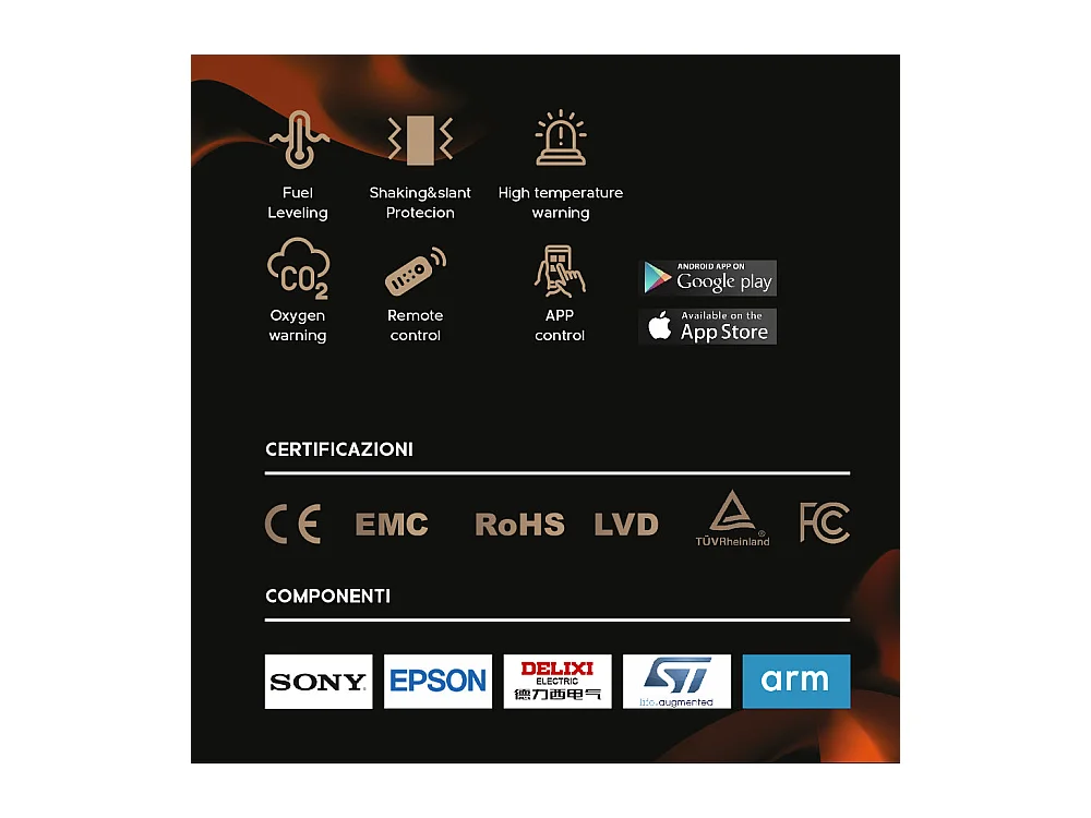 Quemador de bioetanol automático Smart APP insertable SLIM 100