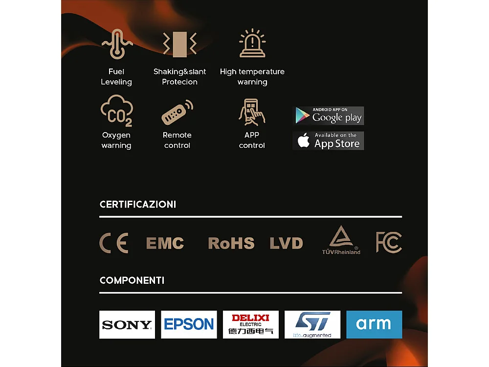 Brûleur bioéthanol Smart APP avec insert automatique intégré SLIM 100