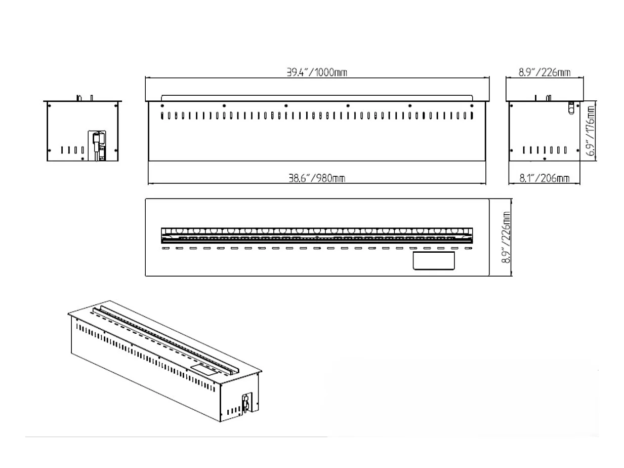 Cheminée électrique à vapeur d'eau 3D APP brûleur à encastrer 100 PRO-LINE