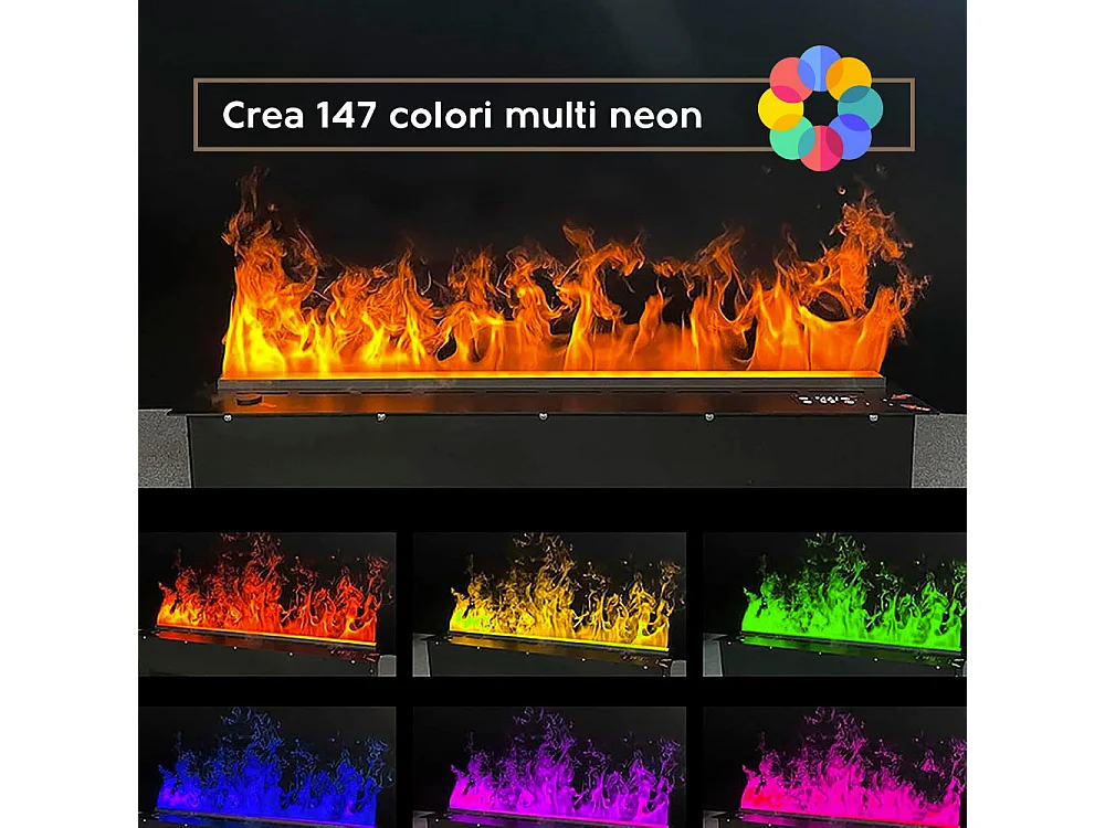 Elektrokamin mit 3D-Wasserdampf-APP-Einbaubrenner 100 PRO-LINE