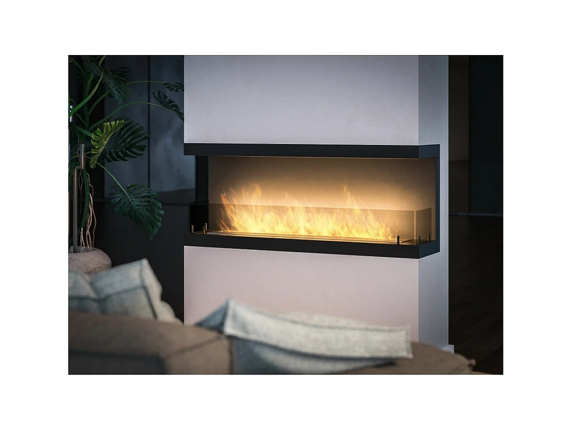 Design-Bioethanol-Einbaukamin C1200 V.3 mit 3-seitig offenem Glas, 3-Liter-Brenner