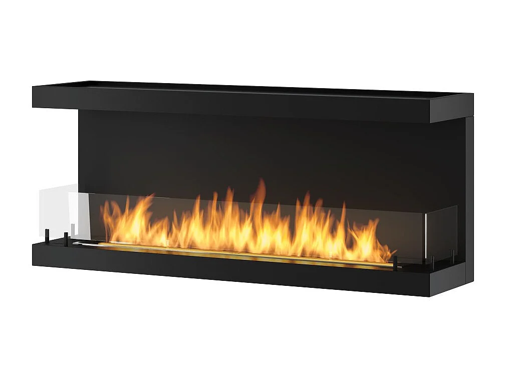 Caminetto a Bioetanolo Da Incasso di Design C1200 V.3 con Vetro Aperto su 3 Lati Bruciatore da 3 Litri