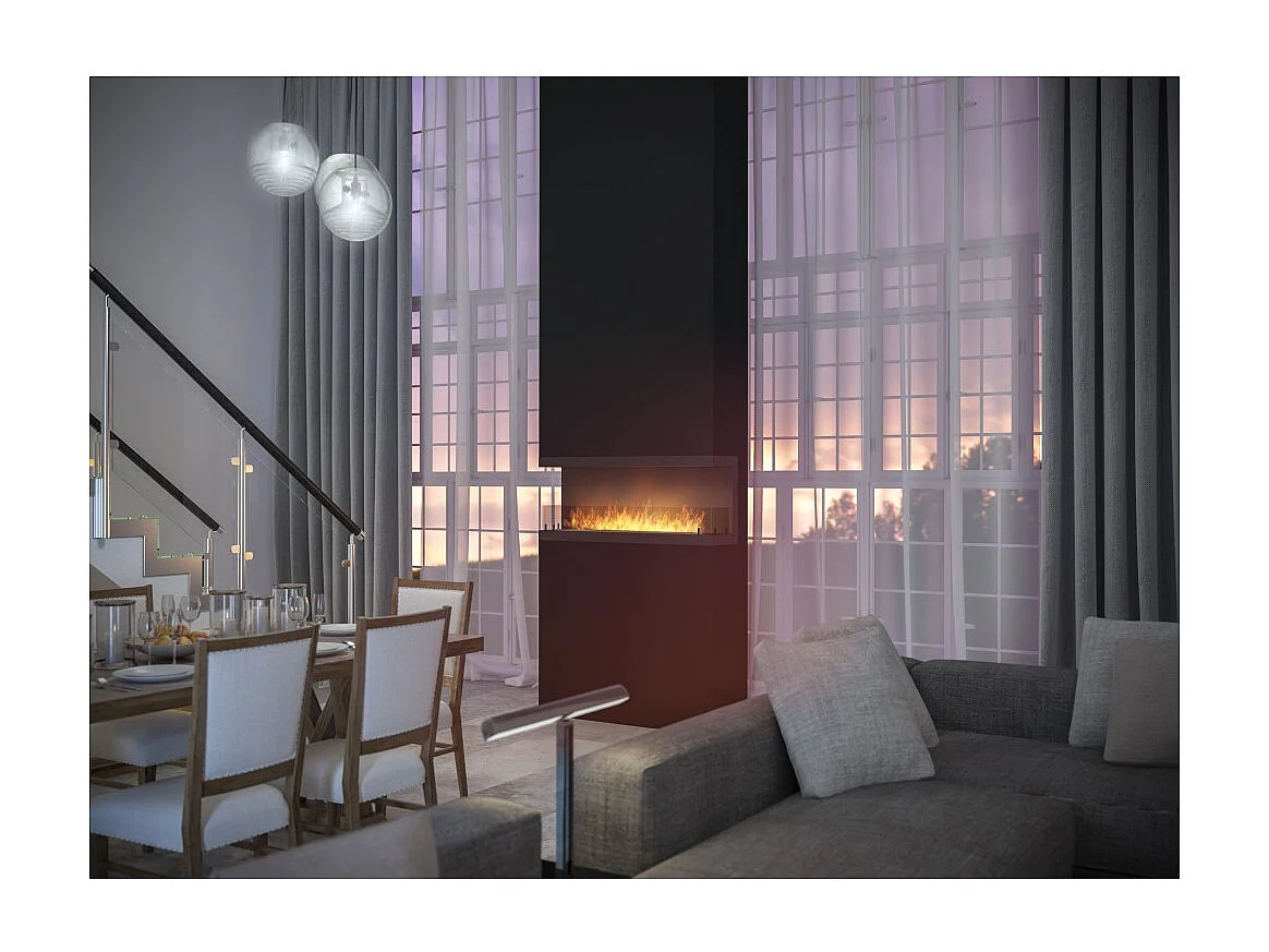 Caminetto a Bioetanolo Da Incasso di Design C1200 V.3 con Vetro Aperto su 3 Lati Bruciatore da 3 Litri