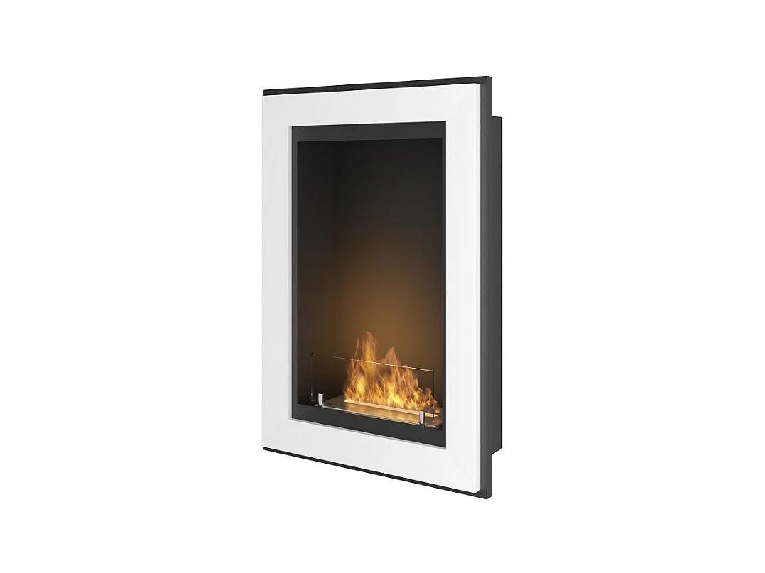 Cheminée bioéthanol murale encastrable blanche Frame 550 sans vitre