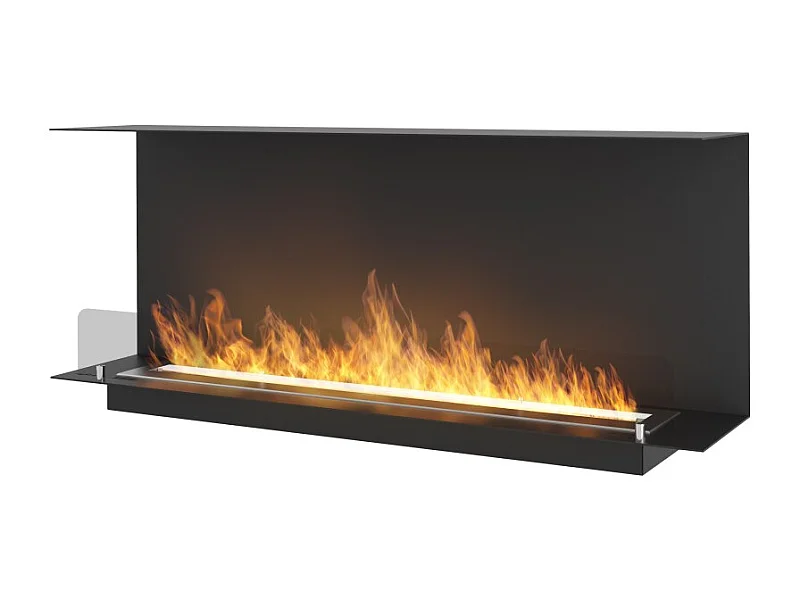 Caminetto a Bioetanolo Da Incasso di Design C1200 V.2 con Vetro Aperto su 3 Lati Bruciatore da 3 Litri