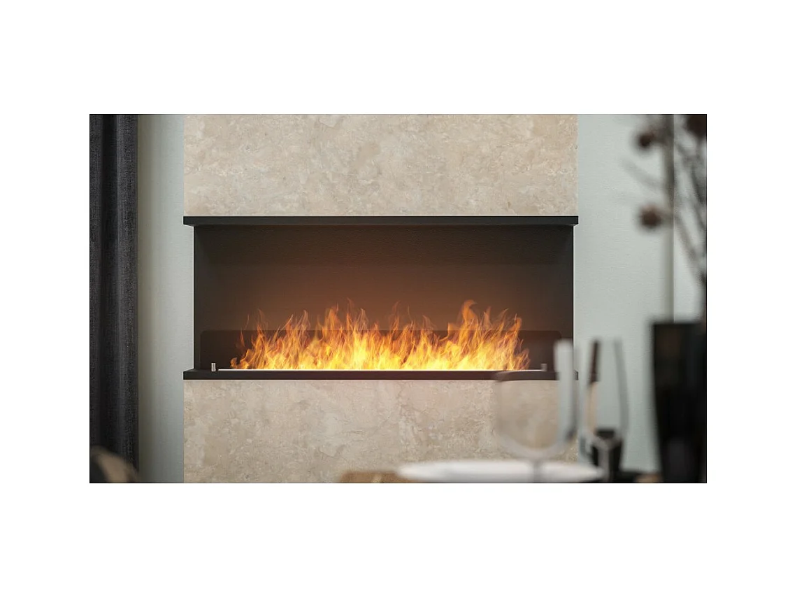 Cheminée Bioéthanol Encastrable Design C1200 V.2 avec Vitre Ouverte sur 3 Côtés Brûleur 3 Litres