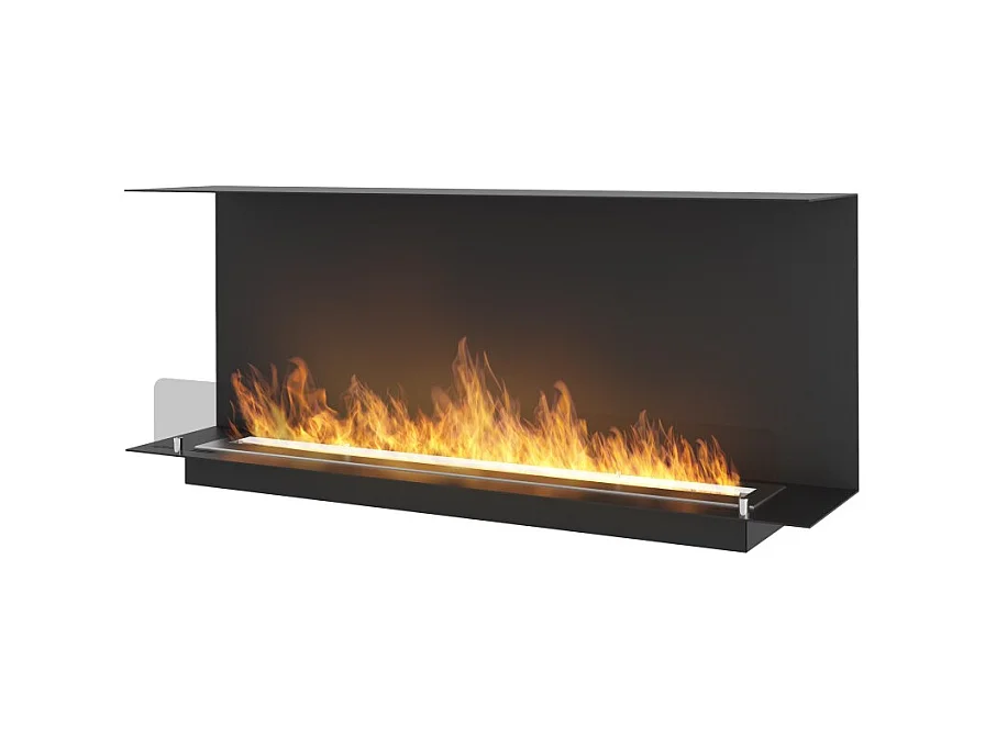 Cheminée Bioéthanol Encastrable Design C1200 V.2 avec Vitre Ouverte sur 3 Côtés Brûleur 3 Litres