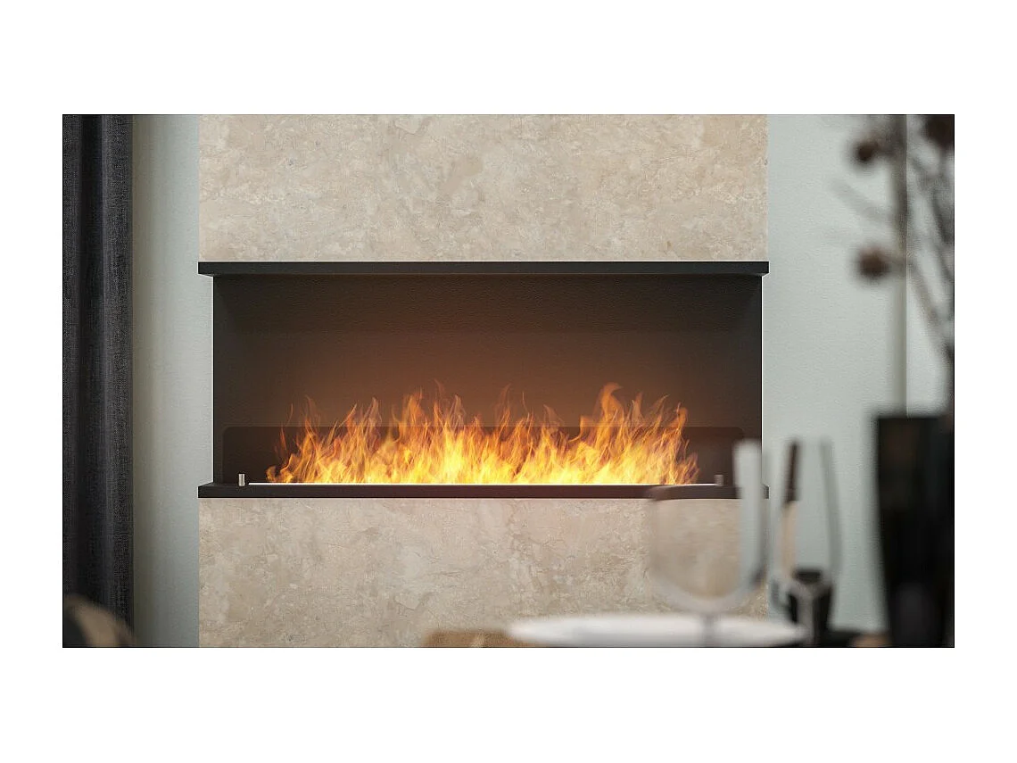 Cheminée Bioéthanol Encastrable Design C1200 V.2 avec Vitre Ouverte sur 3 Côtés Brûleur 3 Litres