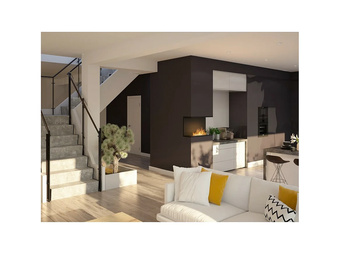 Caminetto a Bioetanolo Da Incasso di Design C800 V2 con Vetro Aperto su 3 Lati Bruciatore da 0,7 Litri