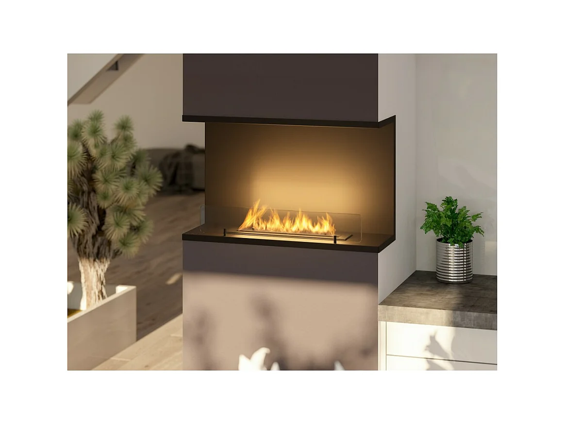 Caminetto a Bioetanolo Da Incasso di Design C800 V2 con Vetro Aperto su 3 Lati Bruciatore da 0,7 Litri