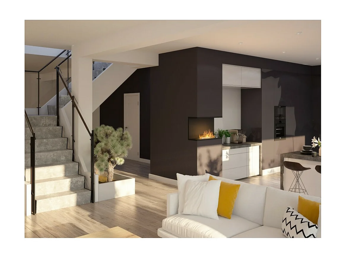 Cheminée au bioéthanol encastrable design C800 V2 avec vitre ouverte sur 3 côtés, brûleur 0,7 litre