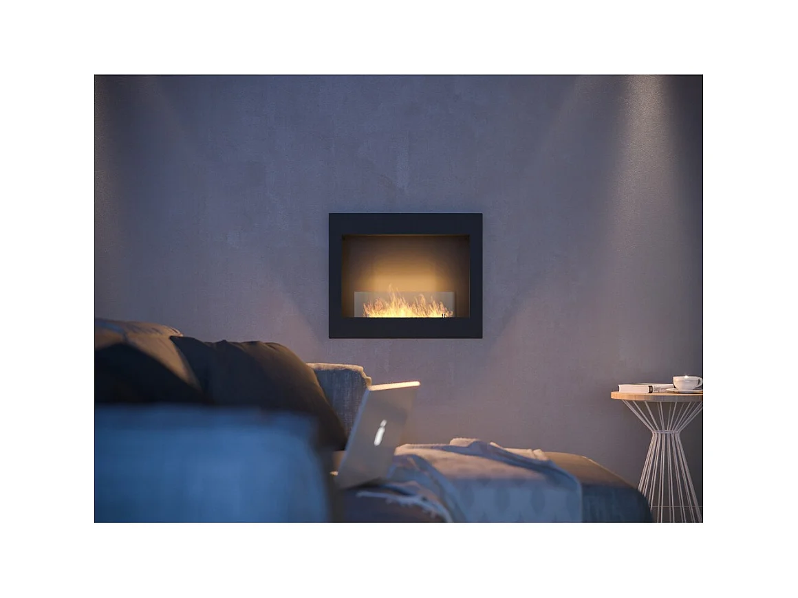Bioethanol-Kamin Frame 600 mattschwarz, Einbauwand ohne Glas