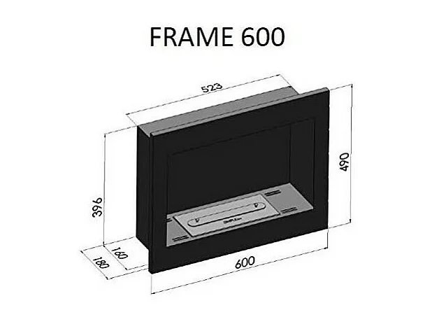 Cheminée au bioéthanol Frame 600 noir mat à encastrer au mur sans verre