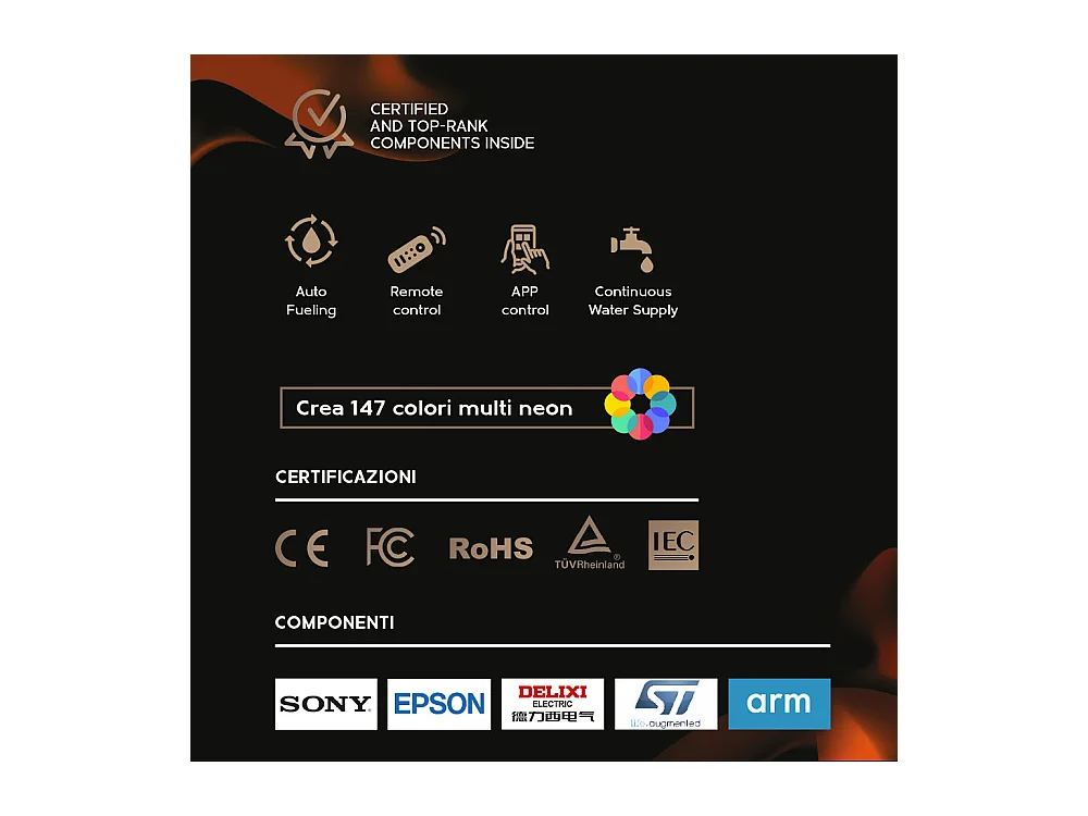 Cheminée électrique avec brûleur à vapeur d'eau 3D APP intégré 75 PRO-LINE