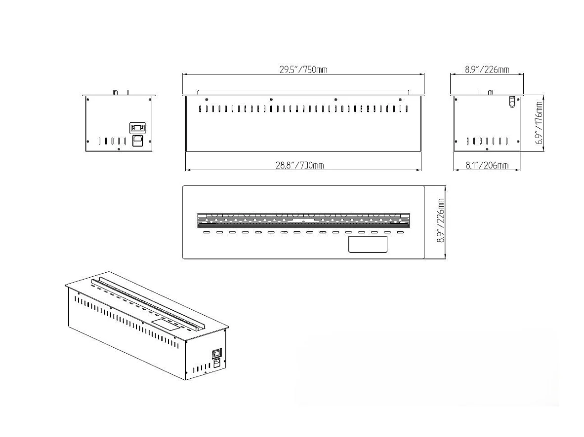 Cheminée électrique avec brûleur à vapeur d'eau 3D APP intégré 75 PRO-LINE