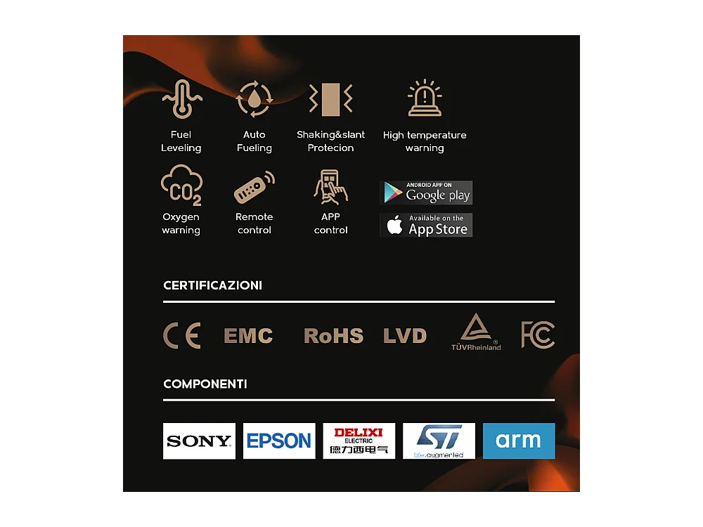 Brûleur au bioéthanol automatique intégré Smart APP 100 PRO-LINE