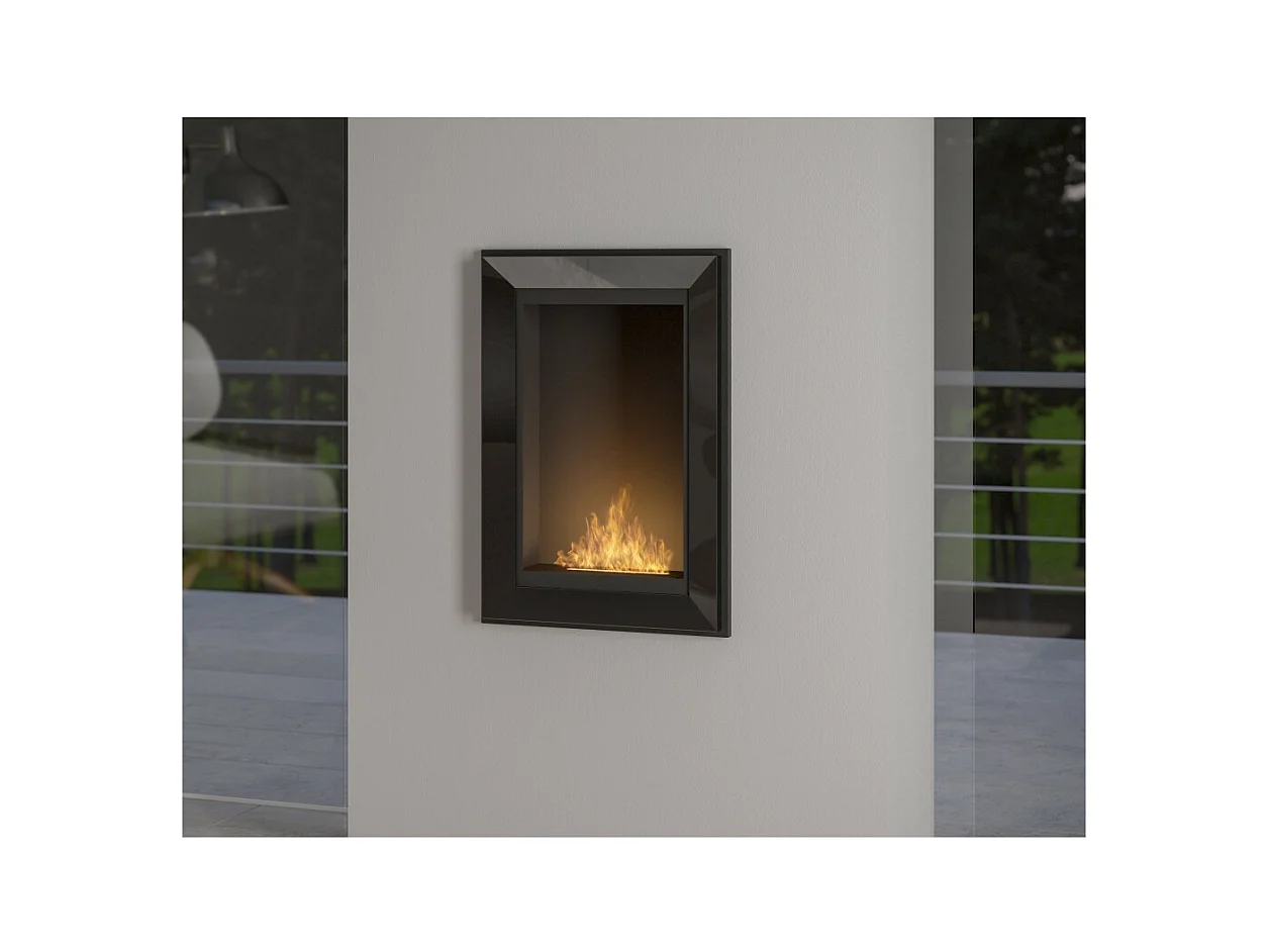 Cheminée au bioéthanol Frame 550 noir mat à encastrer au mur sans verre