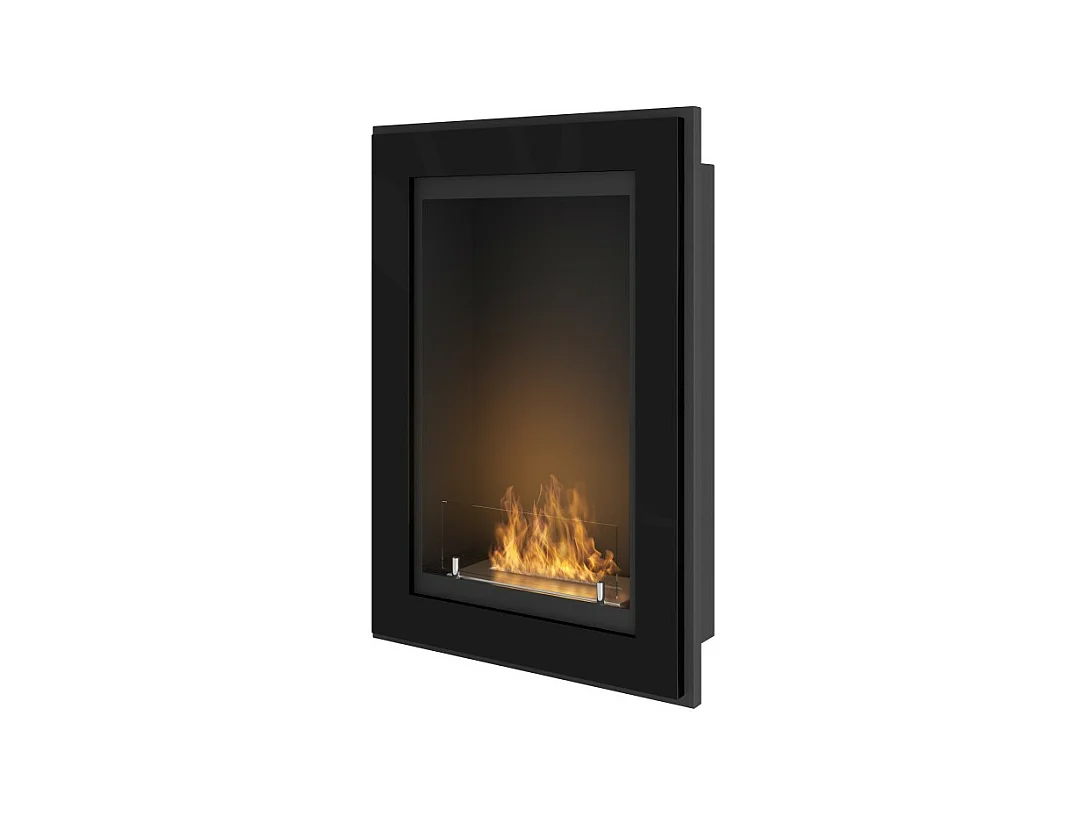 Cheminée au bioéthanol Frame 550 noir mat à encastrer au mur sans verre