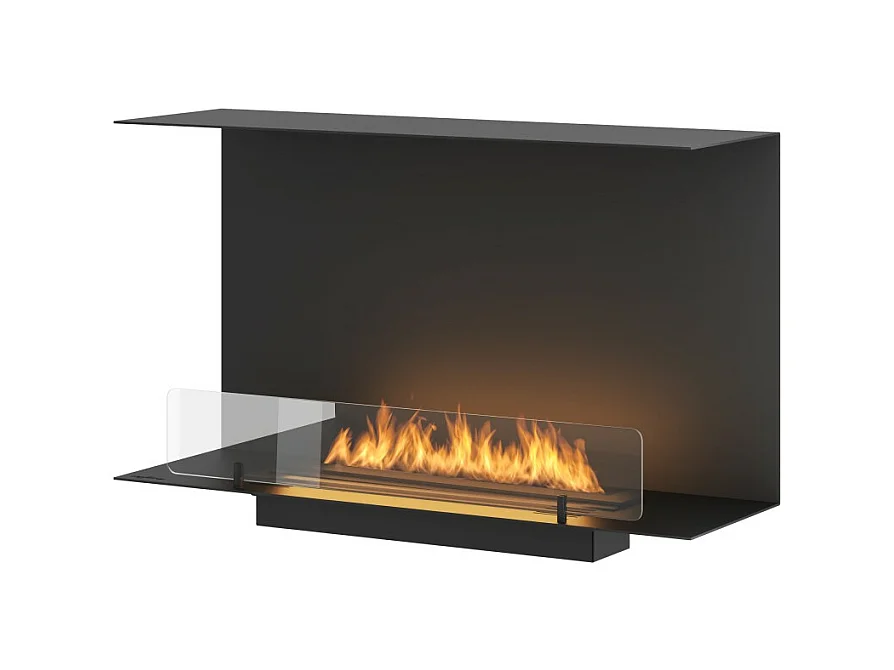 Cheminée au bioéthanol encastrable design C800 V1 avec vitre ouverte sur 3 côtés, brûleur 0,7 litre