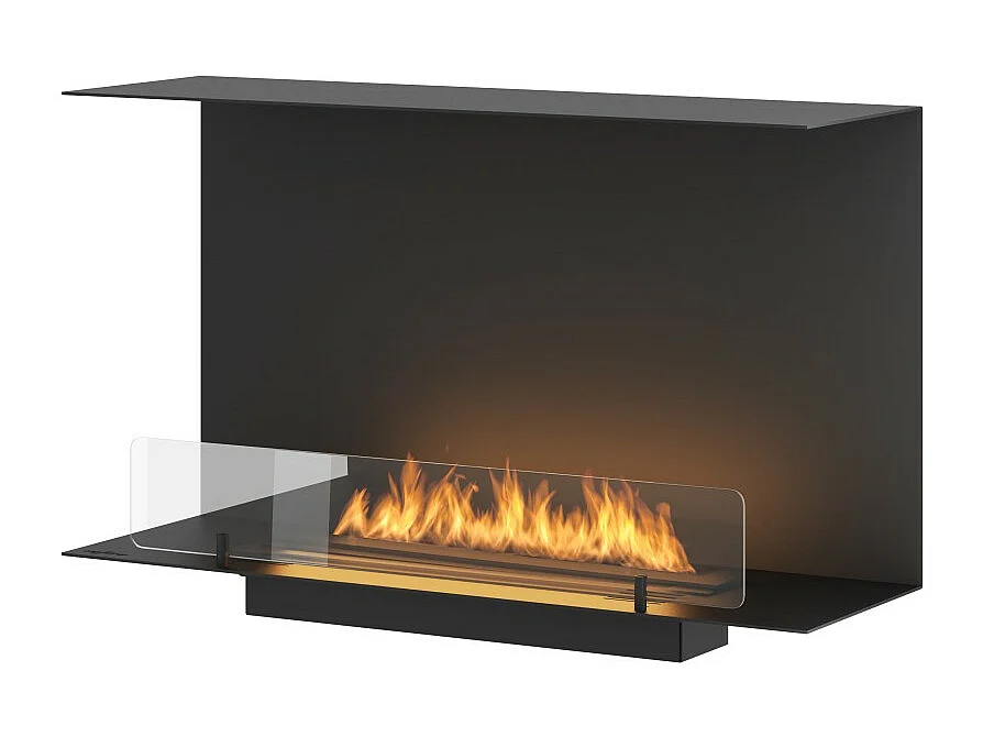 Cheminée au bioéthanol encastrable design C800 V1 avec vitre ouverte sur 3 côtés, brûleur 0,7 litre