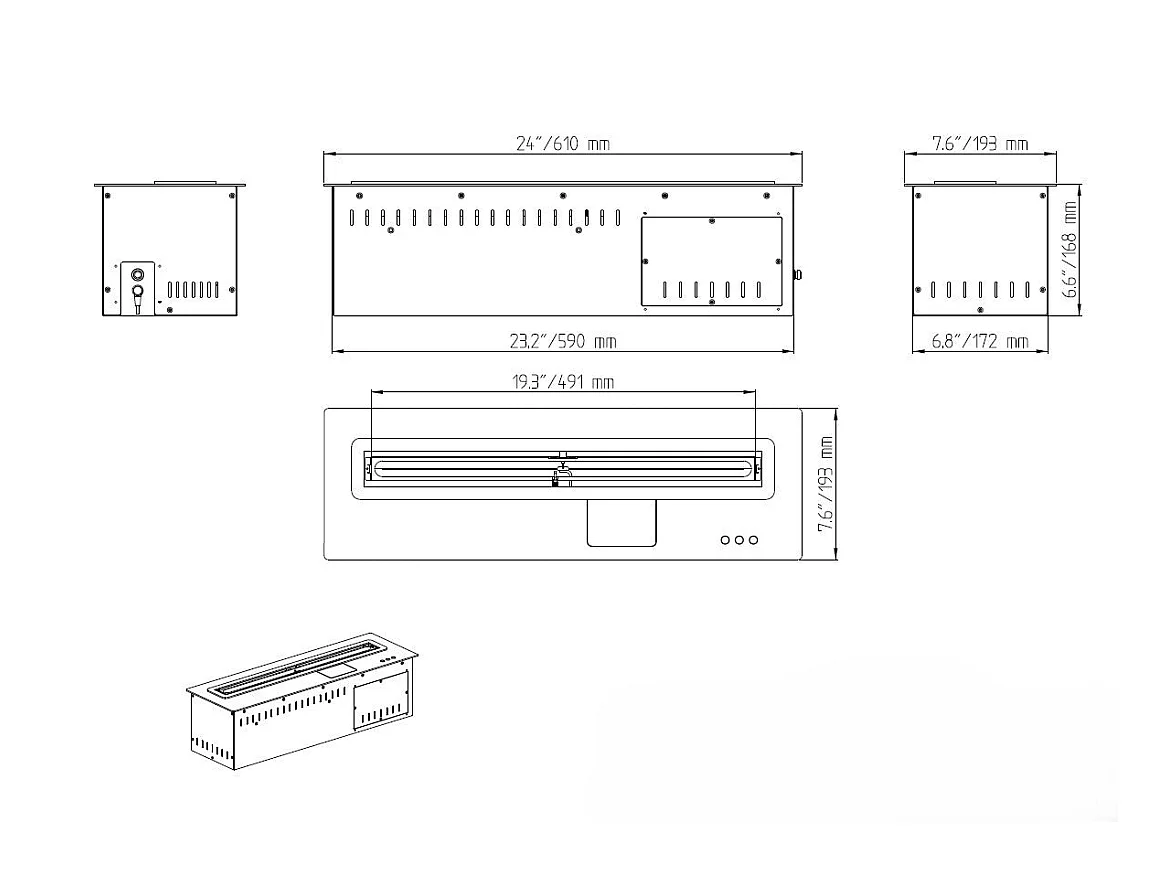 Brûleur au bioéthanol à insertion automatique intégré Smart APP 70 PRO-LINE
