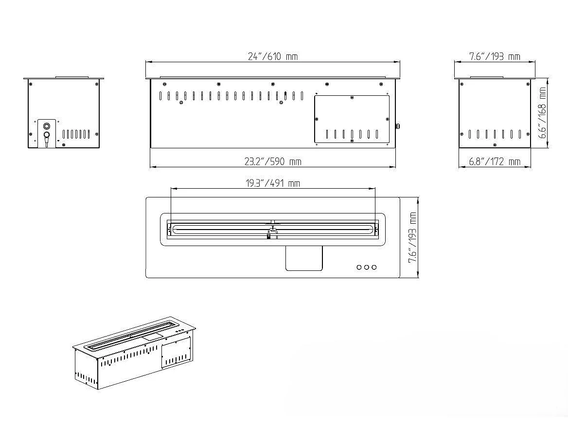 Bruciatore a bioetanolo Smart APP inserto automatico da incasso 70 PRO-LINE