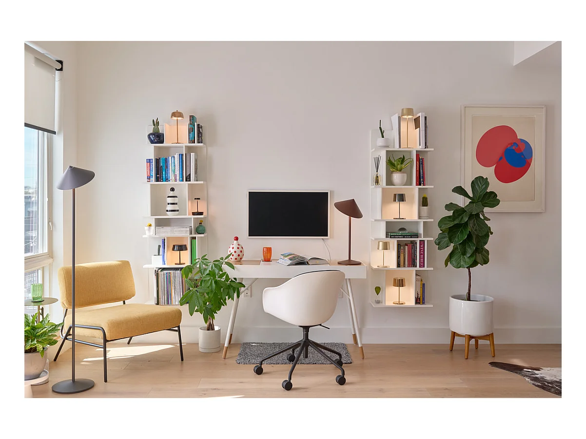 Lampe de table LED rechargeable Zafferano Pina L Desk titane, 6W, IP65, variateur tactile, tête magnétique, intérieur/extérieur