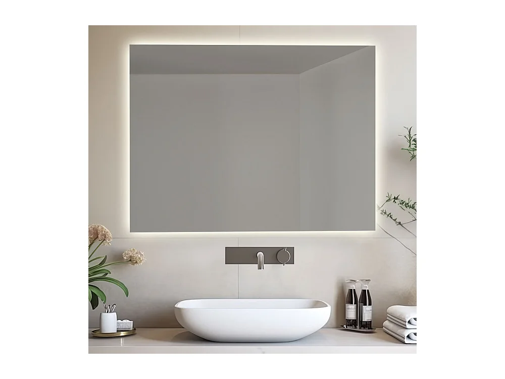 Miroir de salle de bain rétroéclairé réversible AURORA LED 70x80 Fabriqué en Italie