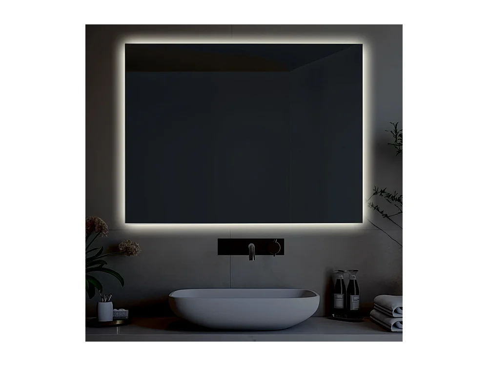 Miroir de salle de bain rétroéclairé réversible AURORA LED 70x80 Fabriqué en Italie