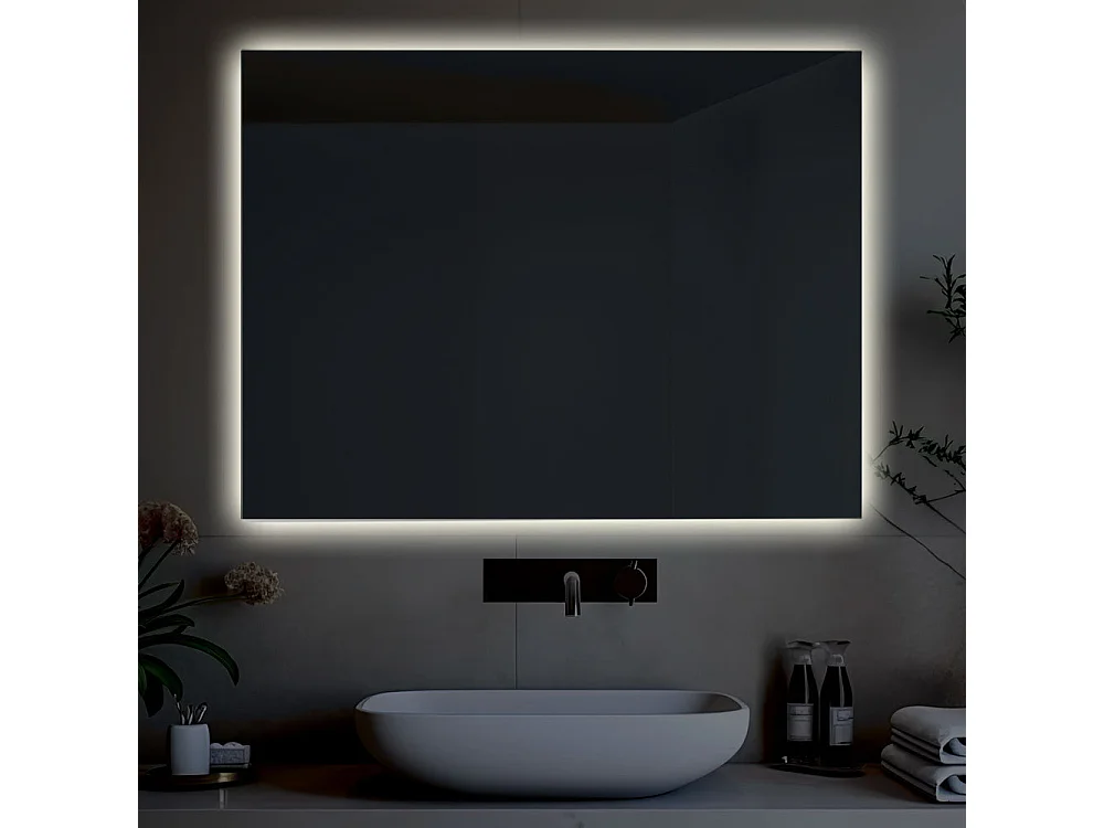Aurora LED 70x80 Wendbarer Badezimmerspiegel mit Hintergrundbeleuchtung, Made in Italy