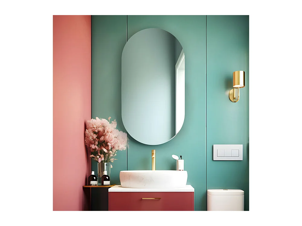 Miroir de salle de bain ovale rétroéclairé réversible OLIVIA LED 50x100 Made in Italy