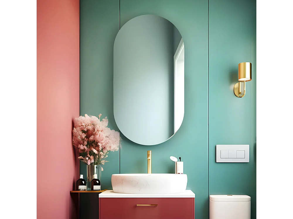Miroir de salle de bain ovale rétroéclairé réversible OLIVIA LED 50x100 Made in Italy