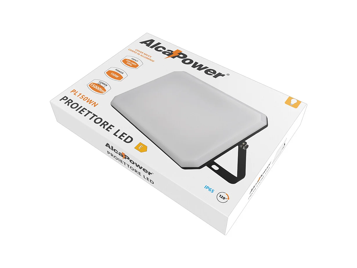 Proyector LED negro Foco exterior 230V 150W 4000K Cubierta Milky 15000lm 321x222x34,5 mm