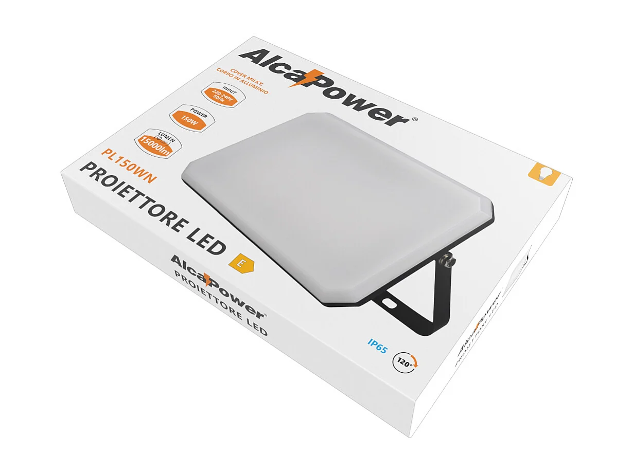 Projecteur LED Noir 230V 150W 4000K Couverture Laiteux 15000lm 321x222x34,5 mm