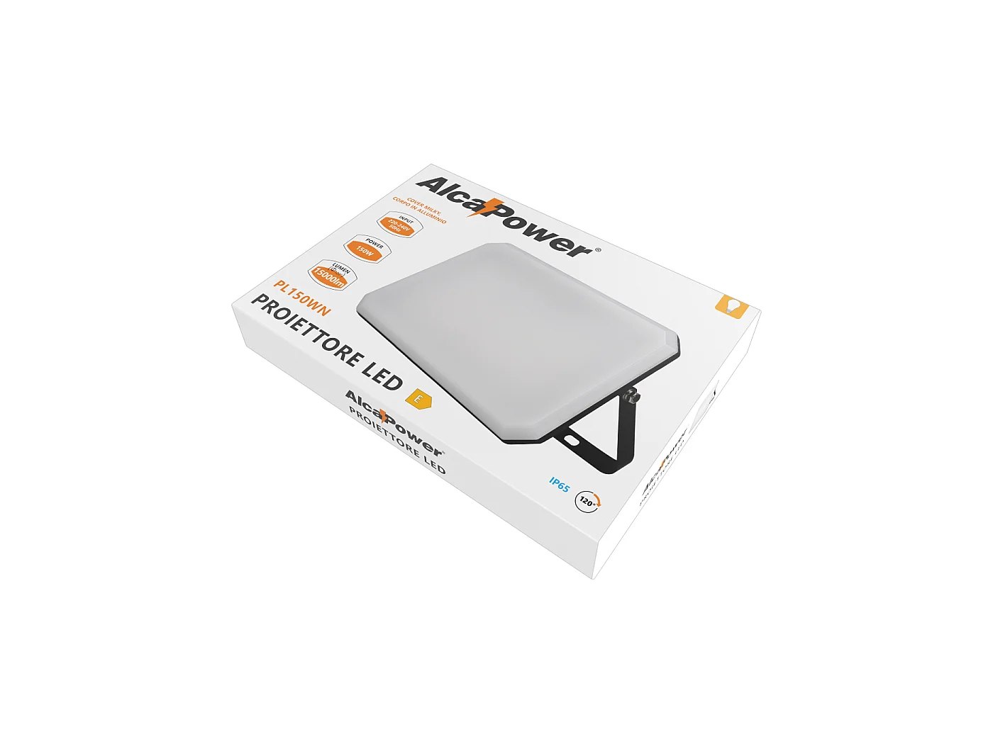 Proiettore a LED Nero Faro da esterno 230V 150W 4000K Cover Milky 15000lm 321x222x34.5 mm