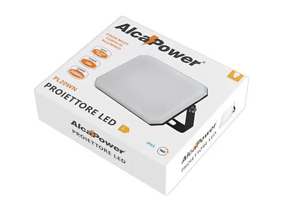 Proiettore a LED Nero Faro da esterno 230V 20W 4000K Cover Milky 2000lm 112x80x25,5 mm