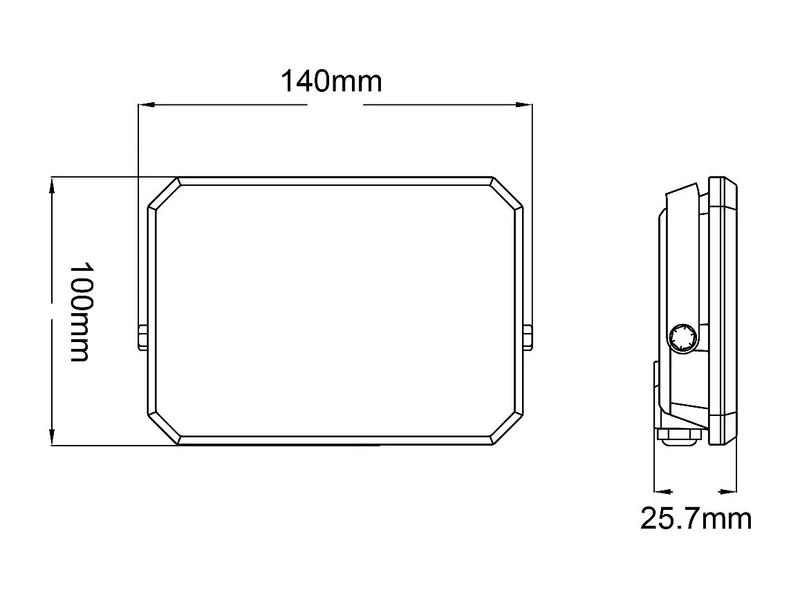 LED-Projektor Schwarz 230V 30W 4000K Abdeckung milchig 3000lm 140x100x25,7 mm