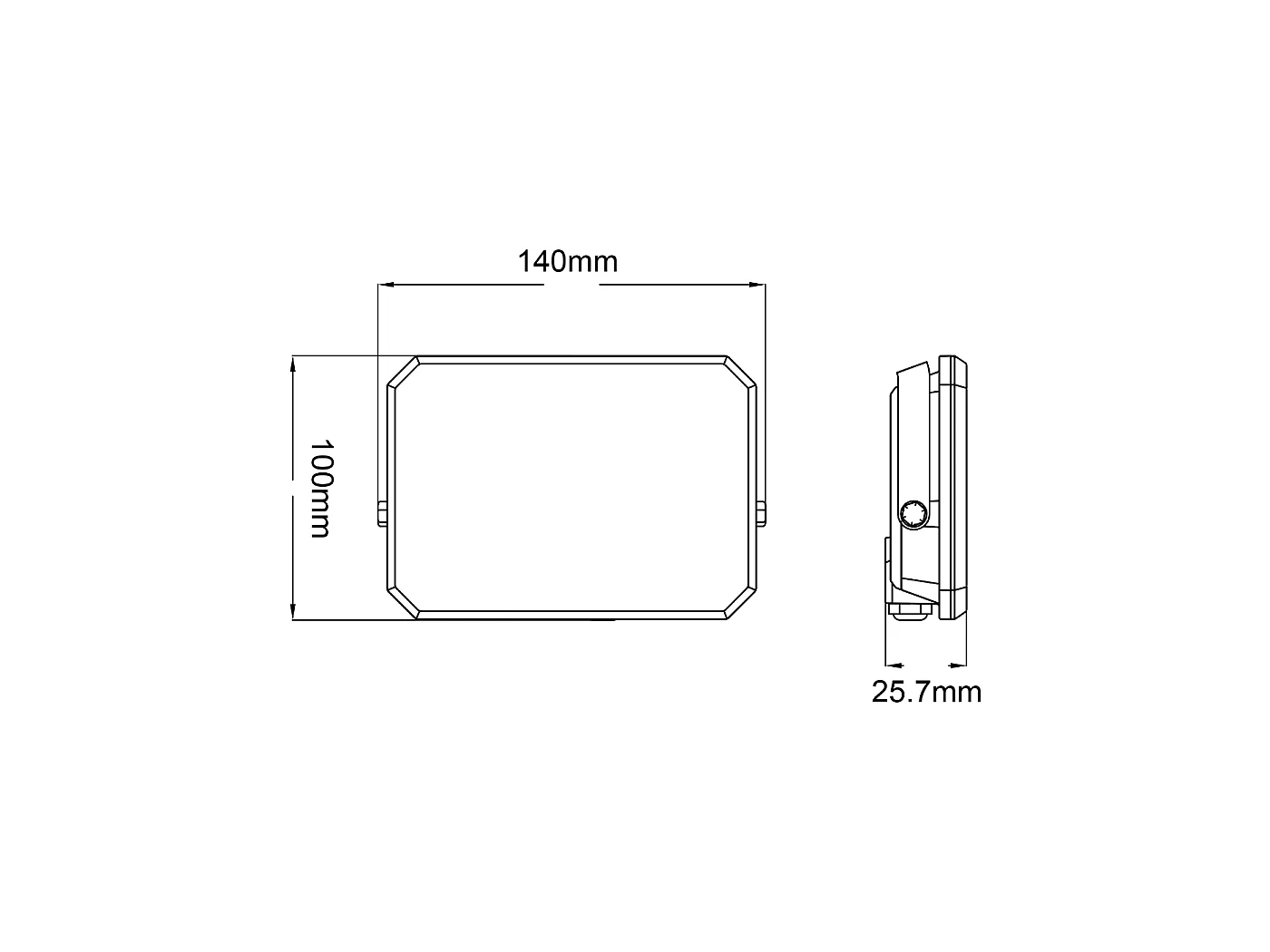 Holofote LED preto para área externa 230V 30W 4000K Cobertura leitosa 3000lm 140x100x25,7 mm