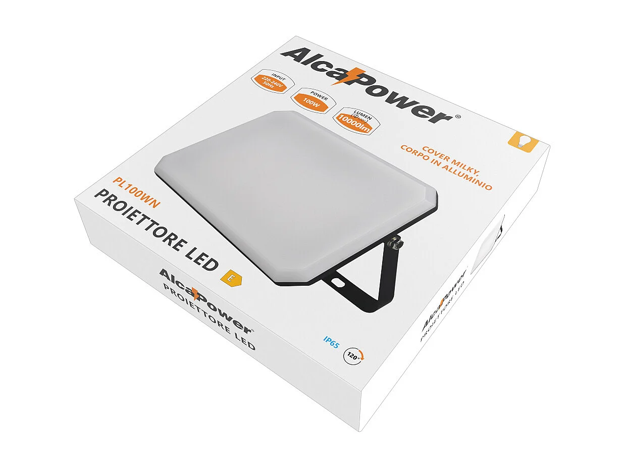 LED Projector Zwart 230V 100W 4000K Cover Melkachtig 10000lm 266x190x30 mm