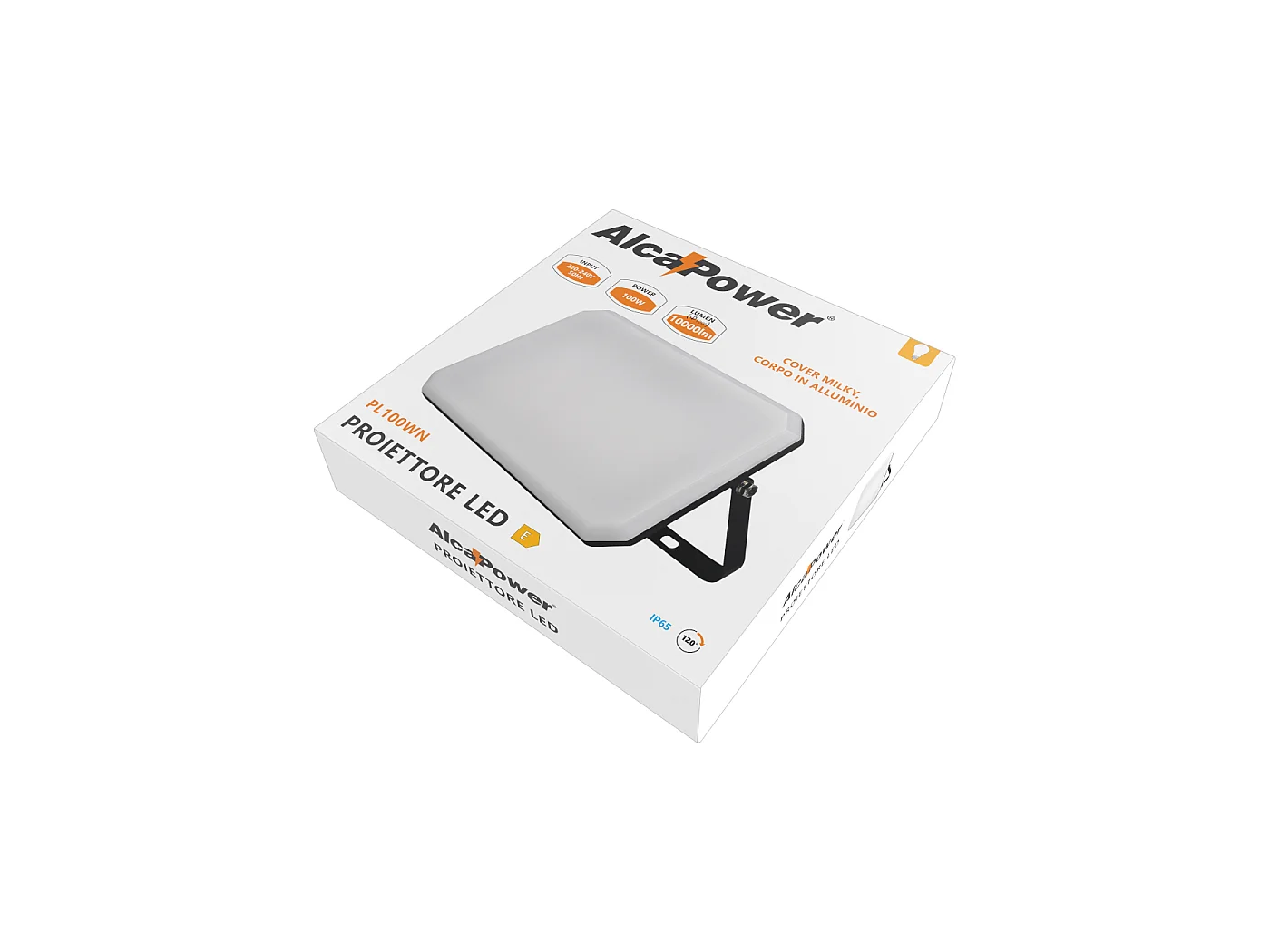 Proiettore a LED Nero Faro da esterno 230V 100W 4000K Cover Milky 10000lm 266x190x30 mm