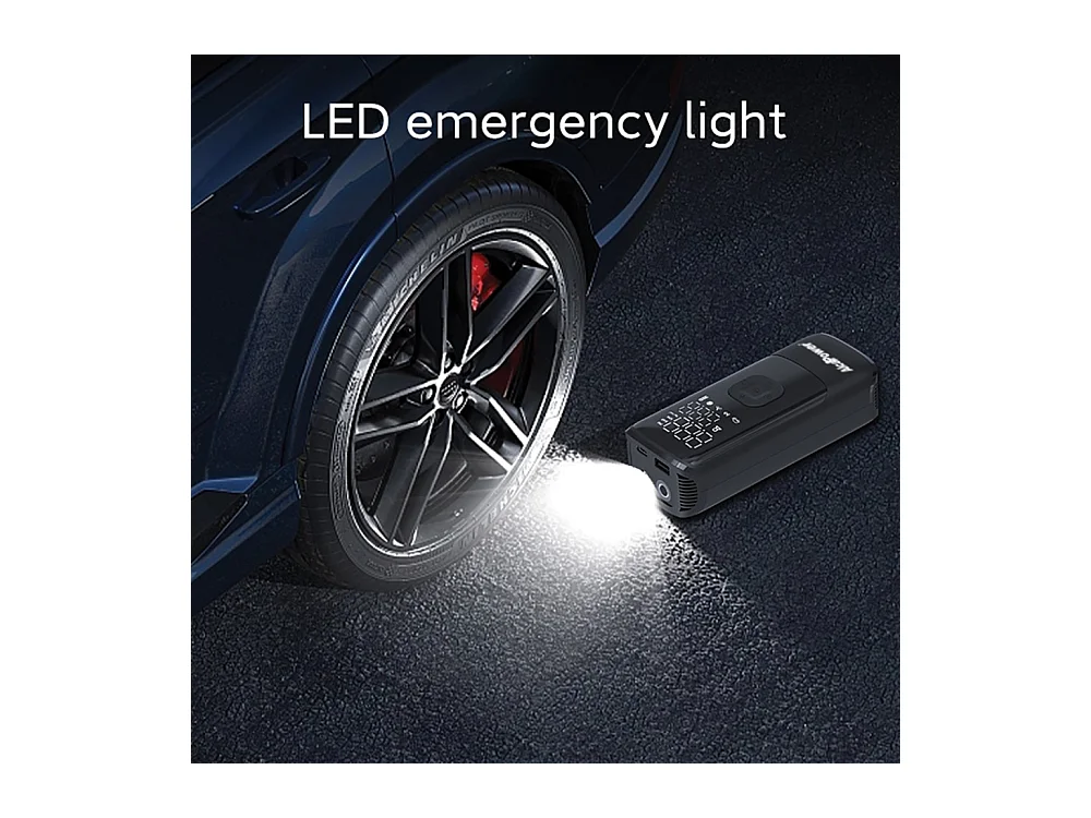 Draagbare mini-auto- en fietscompressor 150 PSI 3 in 1 - compressor, PowerBank en zaklamp